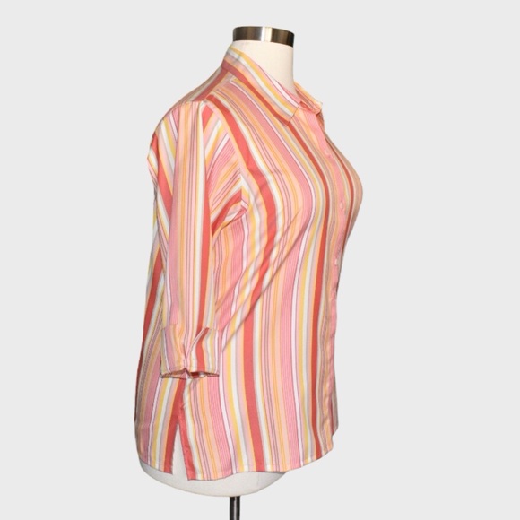 Liz Claiborne Striped Non-Iron Button Down Shirt - Picture 2 of 6